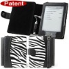 Zebra pattern leather case with lamp for kindle case