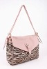 Zebra-print ladies satchel handbag