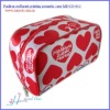 Zippered red heart printed stain cosmetic organizer