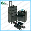 all black professional rolling makeup case,beauty trolley case