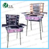 aluminum cosmetic llight case with stands.makeup case&box with light,aluminum cosmetic case with wheels