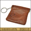 antique cow leather key chain pouch