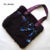 artifical fur tote bag with sequins bow