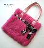 artifical fur tote bag with sequins bow