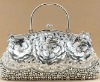 attractive bold flower sequin & beads satin evening bag077