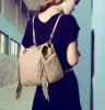 beige colour leather knapsack