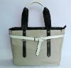 belt buckle denim leather handbag with pouch