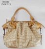 belted accented alligator embossed handbag