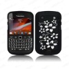 black For BlackBerry bold 9900 Rubber silicone flowers Case