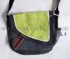 black and green nonwoven messenger bag