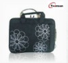 black classical fashion flower print laptop handbag PC bag