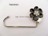 black flower bag hanger zinc alloy metal+epoxy+jewel