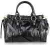 black genuine leather handbag