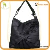 black ladies ruffled flower shoulder bag 2012