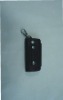 black leather car key case