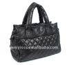 black leather hand bag