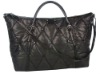 black leather handbag