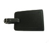 black leather luggage tag