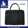 black microfiber laptop bag with PVC leather