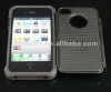 black pc tpu and silicone TRIPLE LAYER HYBRID IMPACT combo hard case cover for APPLE IPHONE 4G 4S 4GS