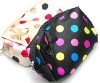 black pink dot pattern woman's cosmetic bag
