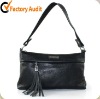 black simple design genuine leather ladies handbag of top quality