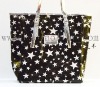 black waterproof shoulder bag with print