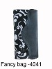 black with white flowers printed pu wallet