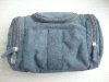 blue canvas clutch bag with handle