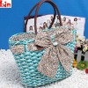 blue fashion straw bag