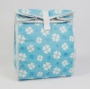 blue flower pattern recyle non woven velcro cheap thermal lunch bag