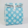 blue flower pattern recyle non woven velcro cheap thermal lunch bag