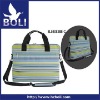 blue&green stripes polyester laptop bag with full lining
