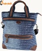 blue leisure Denim fabric Shoulder bag / grab bag in offset Printing