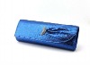 blue satin evening bag