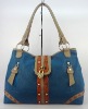 blue soft PU fashionable ladies handbags