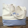 blue white striped basic canvas bags