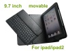 bluetooth keyboard with leather casae for Ipad 2 movable