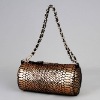 bronze snakeskin pattern leather hand bags