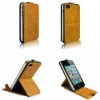 brown stand leather case for iphone 4/4s