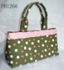 canvas hand tote bag with full printing green dots