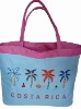 canvas rope handle striped beach bag