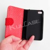 carbon fiber look wallet leather case for iPhone 4 case