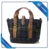 checks canvas handbag