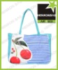 cherry and striped printed promotional beach bag