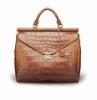 classic handle python fabric PU leather handbag