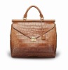 classic handle python fabric PU leather handbag