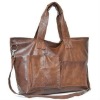 classical handbag with outside pockets brown bag