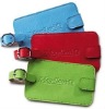 colored leather luggage tag with buckles
