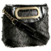 cross body bag with faux-fur and slick pu trim